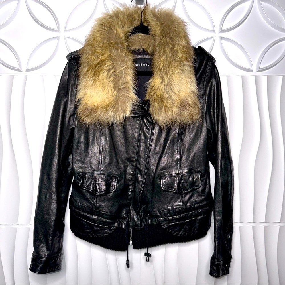 Nine West Leather Faux Fur Jacket